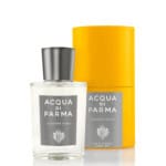 Acqua di parma cologne pura flacon avec emballage jaune vibrant.