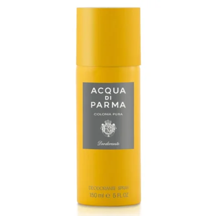 Spray deodorant Acqua di Parma en flacon jaune élégant et sophistiqué.
