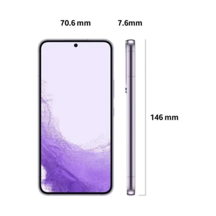 Smartphone avec écran de 6,7 pouces, dimensions de 146 mm de hauteur, design élégant et technologie avancée.