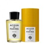 Acqua di parma cologne, parfum masculin élégant, flacon noir et boîte jaune, parfum de prestige italien, vente en ligne sur Lomnava.